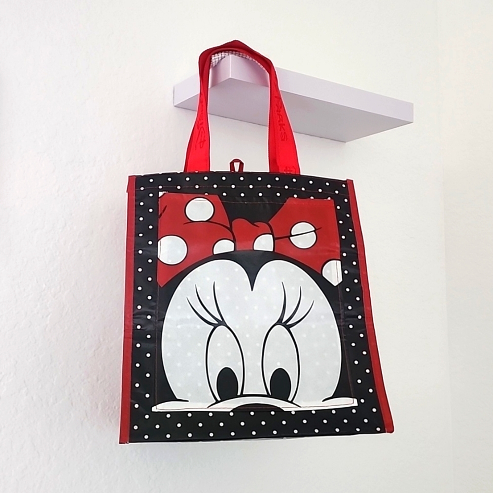 Disney Parks Minnie Mouse Reusable Tote Bag with Fabric Handle.
